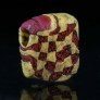 Ancient mosaic glass beads with checkerboard yellow and red pattern