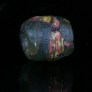 Medieval glass bead with micro-mosaic checkerboard band
